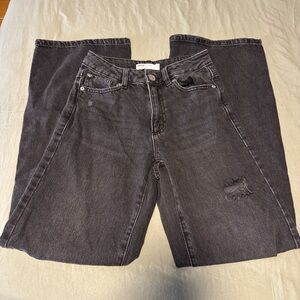 Garage wide leg, black denim jeans, size 00 / 23
